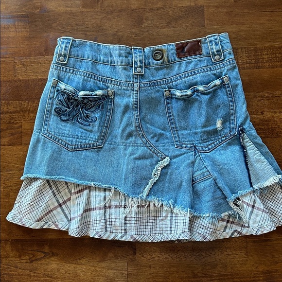 Free people Y2K vintage inspired boho distress low rise denim miniskirt size 30​ - Picture 2 of 9